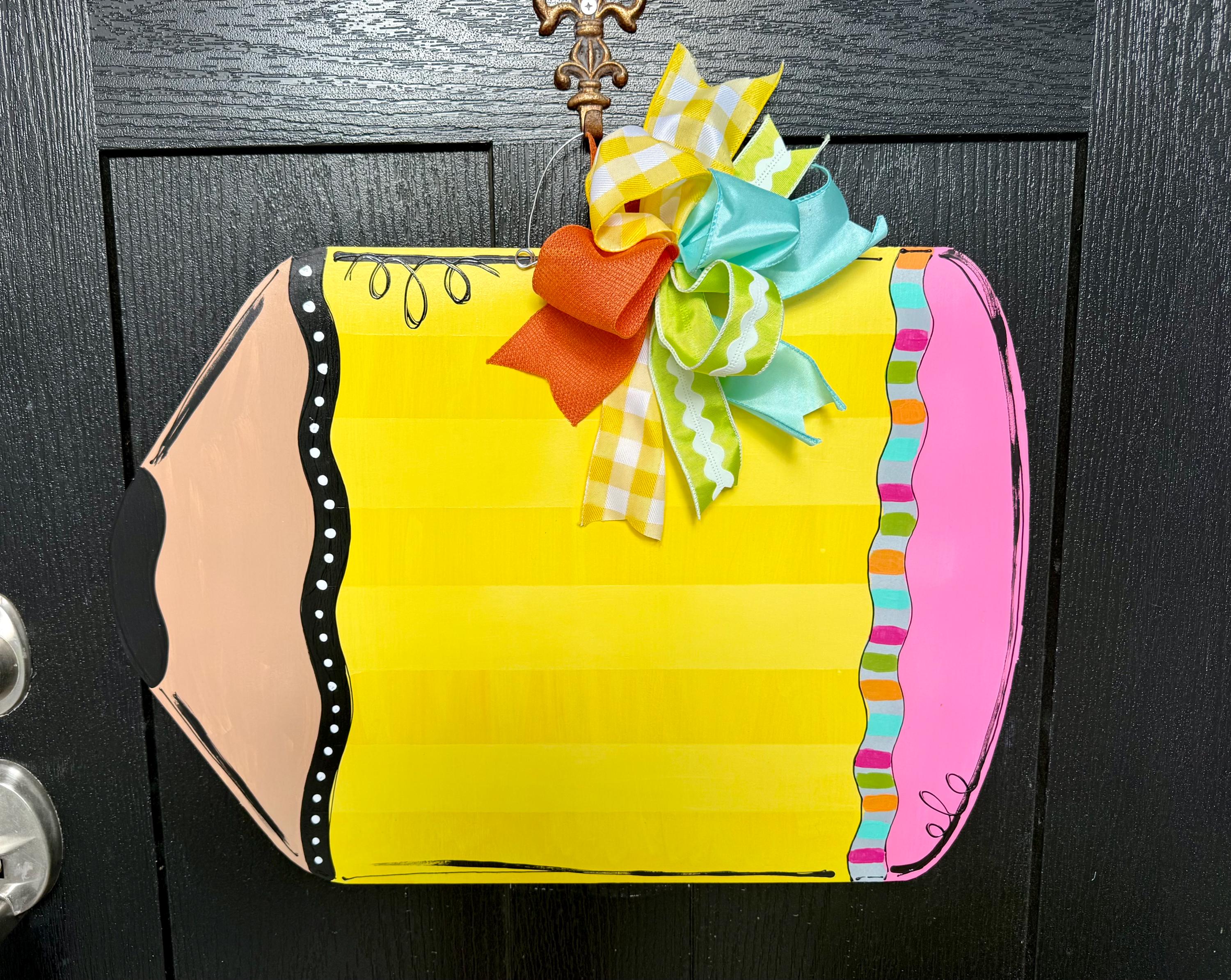 Door Hanger / Back to School - Pencil Wooden Door Hanger - Teacher Sign ...