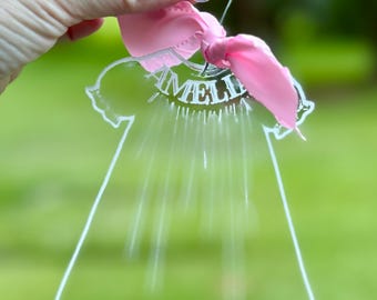 Christmas Ornament / Clear Acrylic - Heirloom Dress Ornament - Baby's First Christmas - Newborn Keepsake - Engraved - Heirloom - Dress - Bow