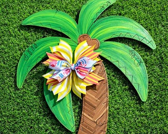 Colgador de puerta de madera con palmera tropical - Palmera - Playa - Costa - Casa de playa - Casa del lago - Key West