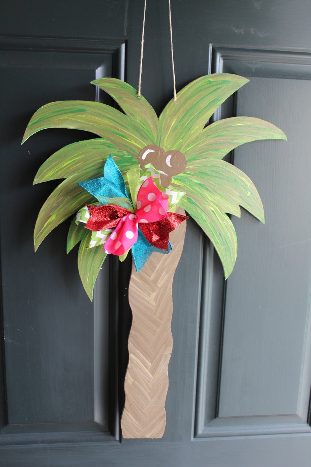 Tropical Palm Tree Wooden Door Hanger Etsy
