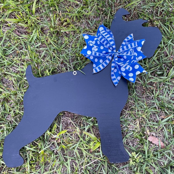 Door Hanger / Black Schnauzer Dog Wooden Door Hanger - Dog Door Hanger - Black Dog - Welcome Sign