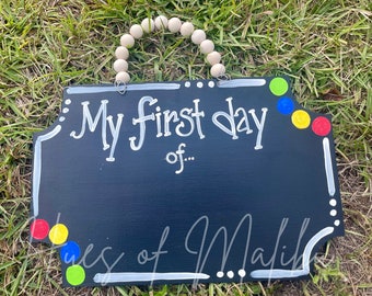 Sign / First Day of School Wood Chalk Board Sign - Back to School - Chalkboard - School - Photo Prop - First Day