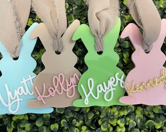Name Tag / Acrylic Name Tag - Easter Basket - Easter Bucket - Easter Tag - Bunny Tag - Personalizes Name Tag