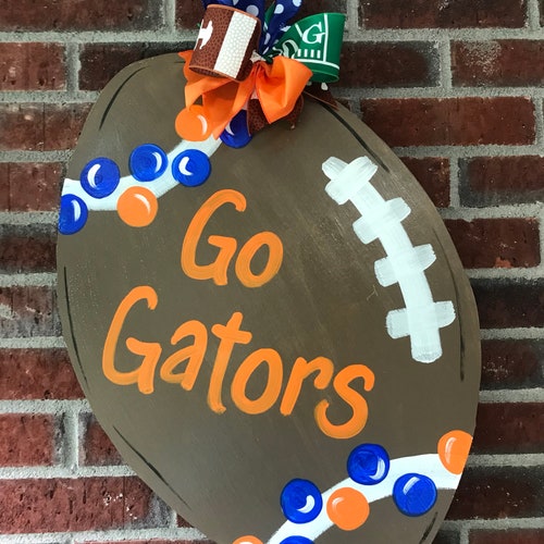 Go Gators Wooden Football Door Hanger Etsy