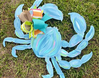 Door Hanger / Blue Crab Wood Door Hanger - Blue Crab - Beach - Coastal - Lake - Destin - Crab