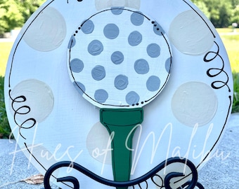 Attachment / Wood Door Hanger Wreath - Interchangeable Wreath - Golf - Ball - Sports - Masters - Mini