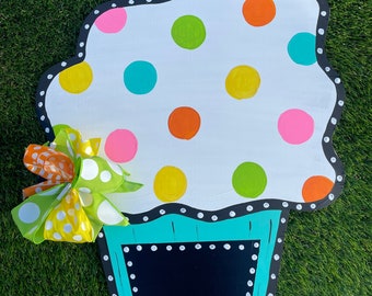 Whimsical Chalkboard Birthday Cupcake Door Hanger