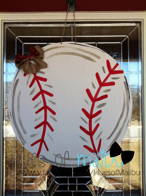 Baseball Wooden Door Hanger Etsy