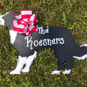 Door Hanger / Border Collie Dog Wooden Door Hanger - Dog Door Hanger - Border Collie - Black and White - Welcome Sign