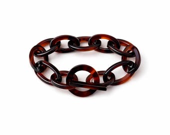 Bracelet / Black - Brown - Tortoise - Toggle Bracelet - Resin - Leopard - Cheetah - Animal Print - Acrylic