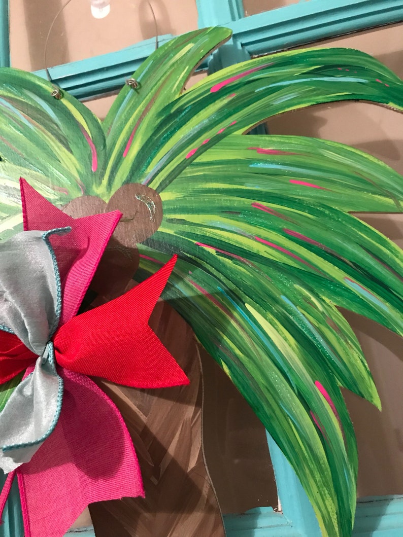 Tropical Palm Tree Wooden Door Hanger Etsy