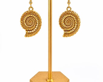 Ready to Ship - Earrings / Gold Shell - Beachy - Coastal - Nautical - Nautilus - Lightweight