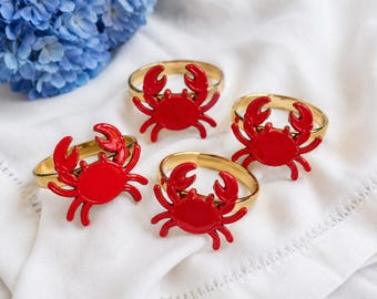 Napkin Rings / Red Crab - Beach - Tablescape - Table Decor - Summer