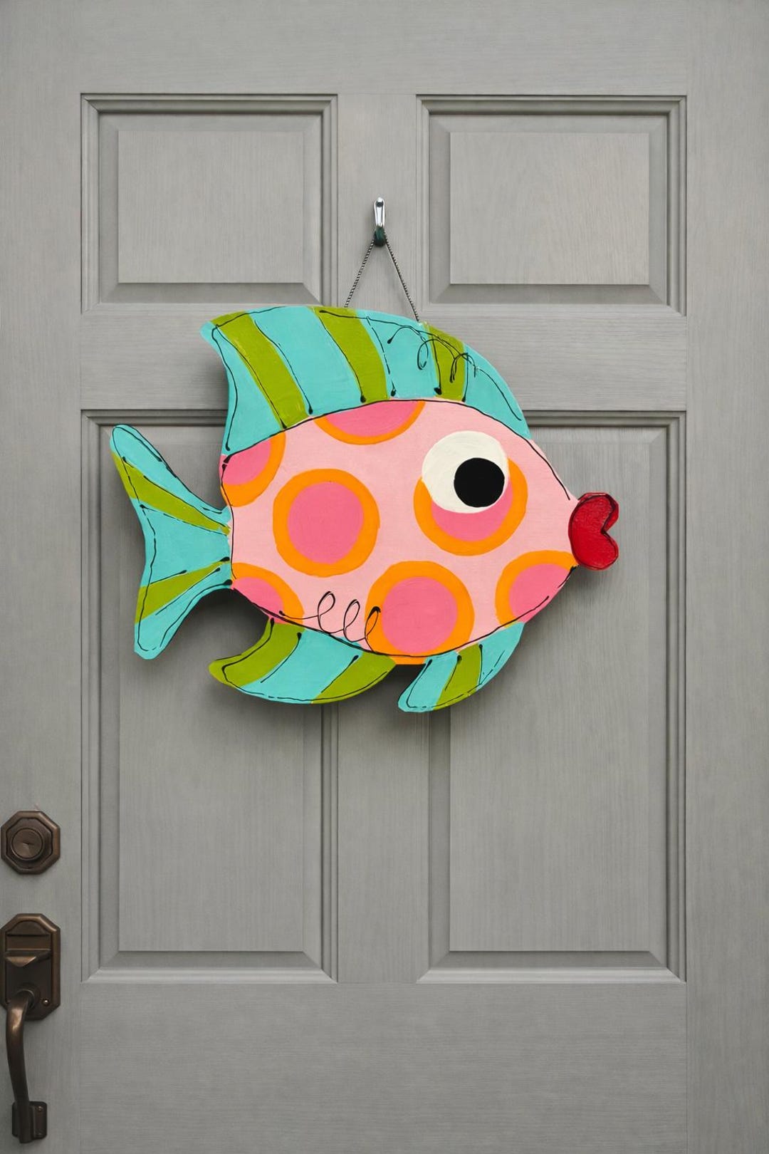Door Hanger / Fish - Tropical - Beach House - Wood Door Hanger - Polka ...