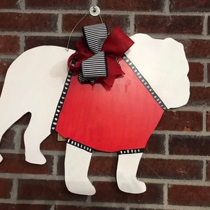 White English Bulldog Wooden Door Hanger