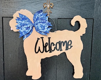 Goldendoodle Dog Wooden Door Hanger