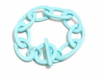 Ready to Ship - Bracelet / Blue - Baby - Light - Toggle Bracelet - Resin - Acrylic - Spring - Easter - Modern - Chunky - Chain