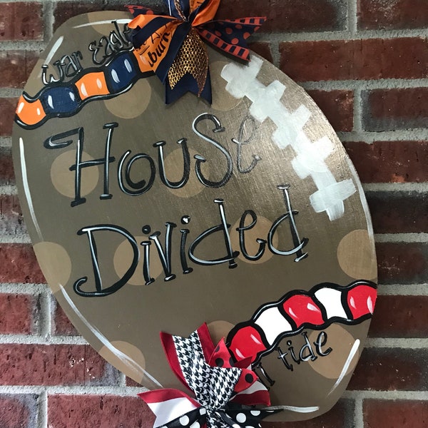 House Divided Football Wooden Door Hanger