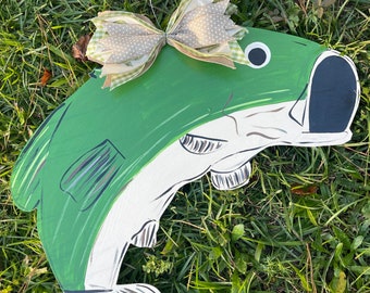 Bass Fish Wooden Door Hanger