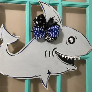 Shark Week Themed Wooden Door Hanger