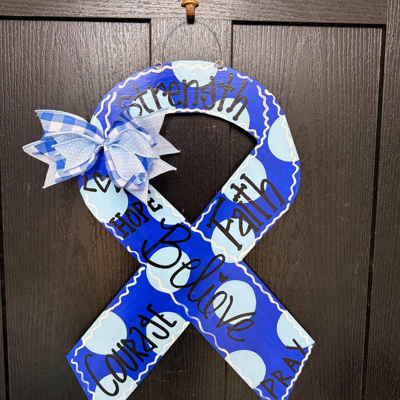 Cancer Ribbon Wreath - Etsy