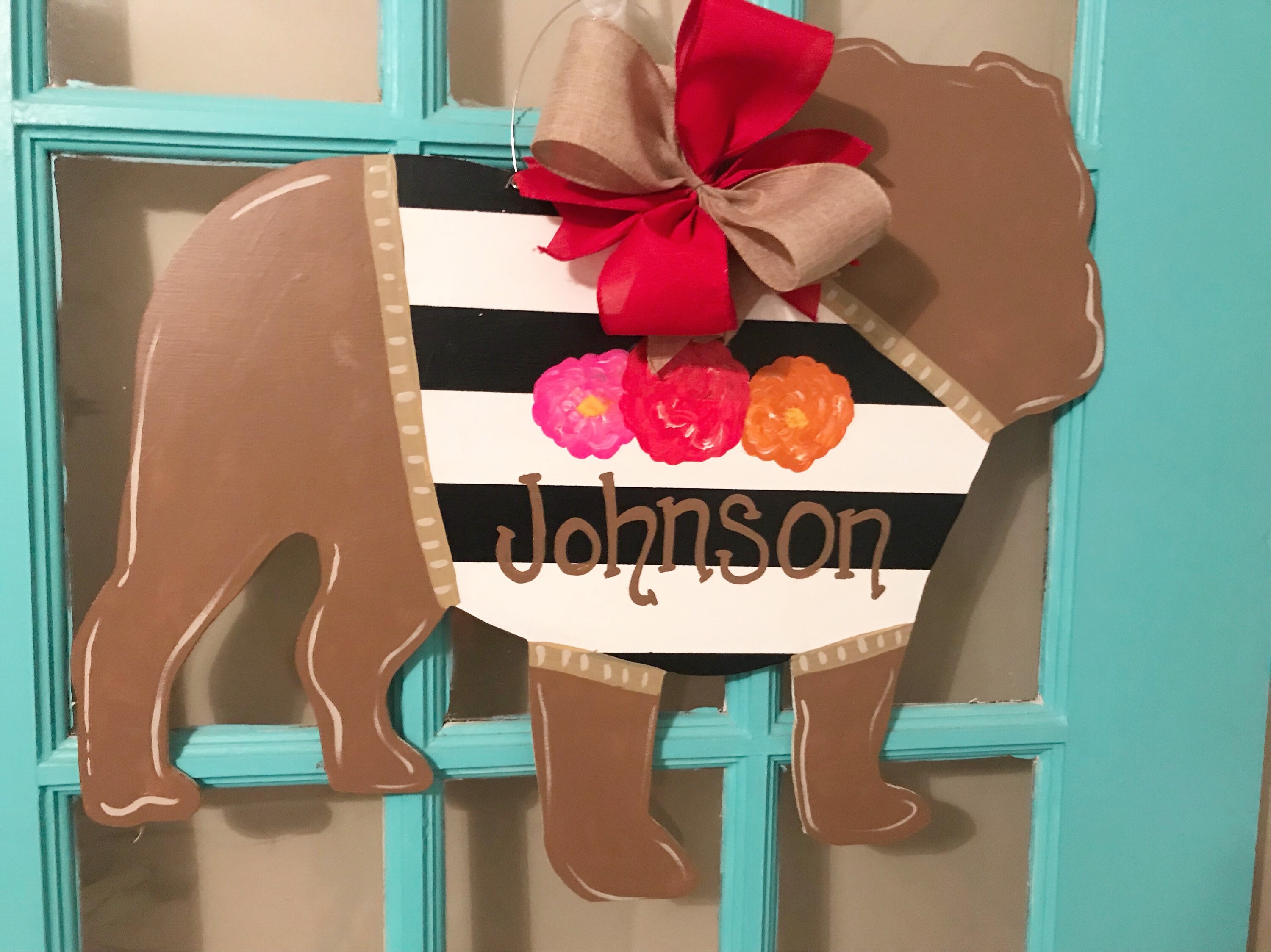 English Bulldog Dog Wooden Door Hanger Etsy