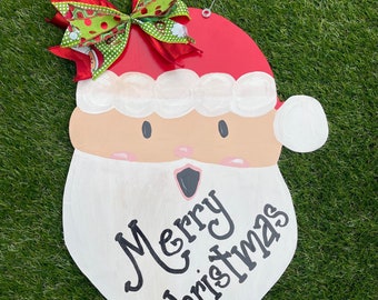 Whimsical Christmas Santa Clause Head Door Hanger