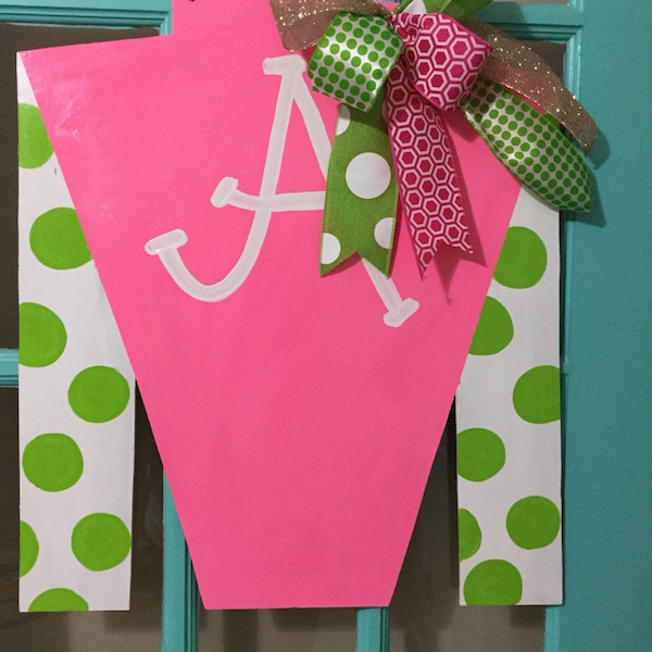 Door Hanger / Pink or Your Color Choice Jockey Wooden Door Hanger - Derby - Jockey Jersey