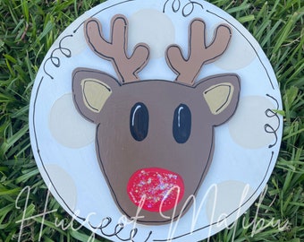 Attachment / Rudolph Attachment for Wood Door Hanger Wreath - Interchangeable Wreath - Door Hanger - Christmas - Reindeer - Mini - Rudolph
