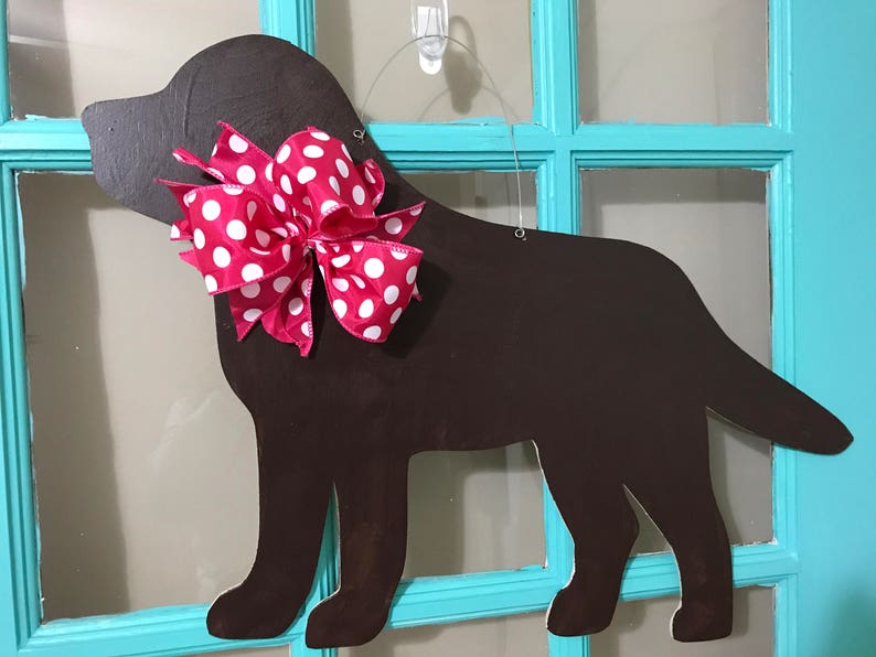 Black Labrador Dog Wooden Door Hanger Etsy