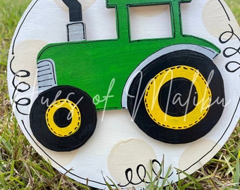Ready to Ship - Attachment / Tractor Attachment for Wood Door Hanger Wreath - Interchangeable Wreath - Door Hanger - Farmer - Fall - Summer