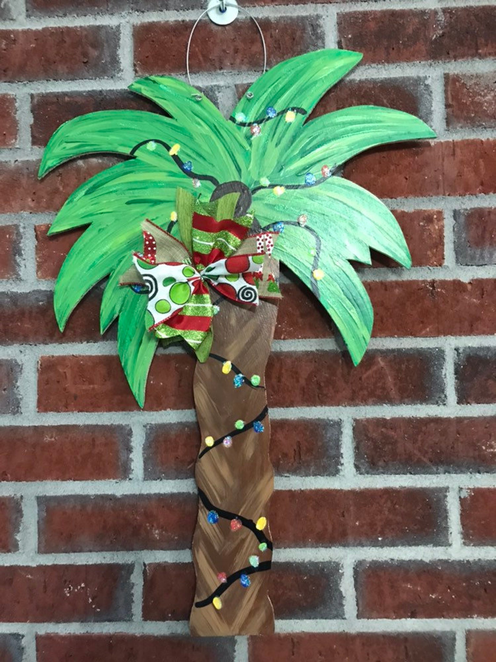 Christmas Tropical Palm Tree Wooden Door Hanger Etsy