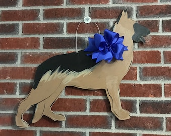 German Shepard Dog Wooden Door Hanger