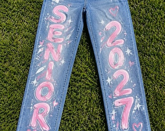 Jeans / Painted - Senior Jeans - Custom Jeans - Birthday Jeans - Hand Painted - You Supply Jeans