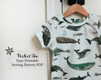 CAMISETA Bebé o Niño Patrón de COSTURA pdf / 9 tallas / patrón de costura fácil, patrón de costura camiseta pdf/A0, vídeo tutorial incluido