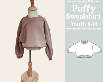 Child or Teen Puffy SWEATSHIRT SEWING Pattern pdf | easy sewing pattern, sweatshirt sewing pattern pdf/A0, video tutorial included | balloon