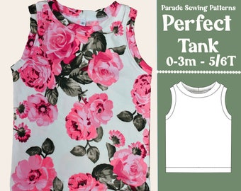 Baby or Child TANK TOP SEWING Pattern pdf | Sew a Perfect Tank in 9 sizes-- baby to child-- perfect for beginner sewers--with video tutorial