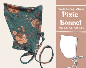 BABYBONNET NAAIEN Patroon, pixie motorkap, 5 maten, videotutorial inbegrepen, motorkapnaaipatroon pdf, A0, A0-projector