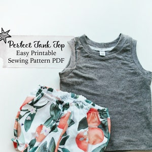Baby of kind TANK TOP NAAIEN Patroon pdf | 9 maten | eenvoudig naaipatroon, video-tutorial inbegrepen, tanktoppatroon pdf/A0/projector