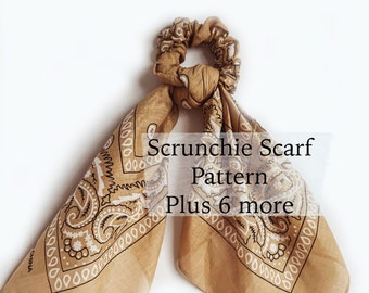 Scrunchie Sewing Pattern PDF, Ponytail Scarf pattern, Scrunchie Tutorial for adults or kids, Scarf Scrunchie pattern, Bunny ear scrunchie