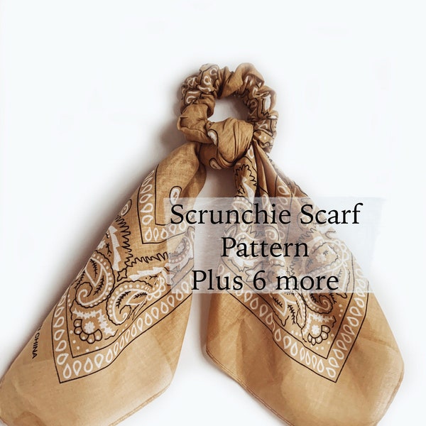 Scrunchie Sewing Pattern PDF, Ponytail Scarf pattern, Scrunchie Tutorial for adults or kids, Scarf Scrunchie pattern, Bunny ear scrunchie