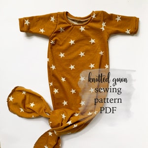 KNOTTED BABY GOWN Sewing Pattern pdf | Sew a knotted gown, tied gown, mermaid gown with this pattern for baby