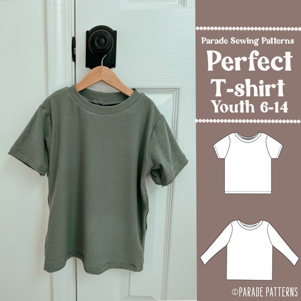 Child, Youth T-Shirt Sewing Pattern, Cropped Tee Sewing Pattern PDF, Short or Long Sleeve, Video Included