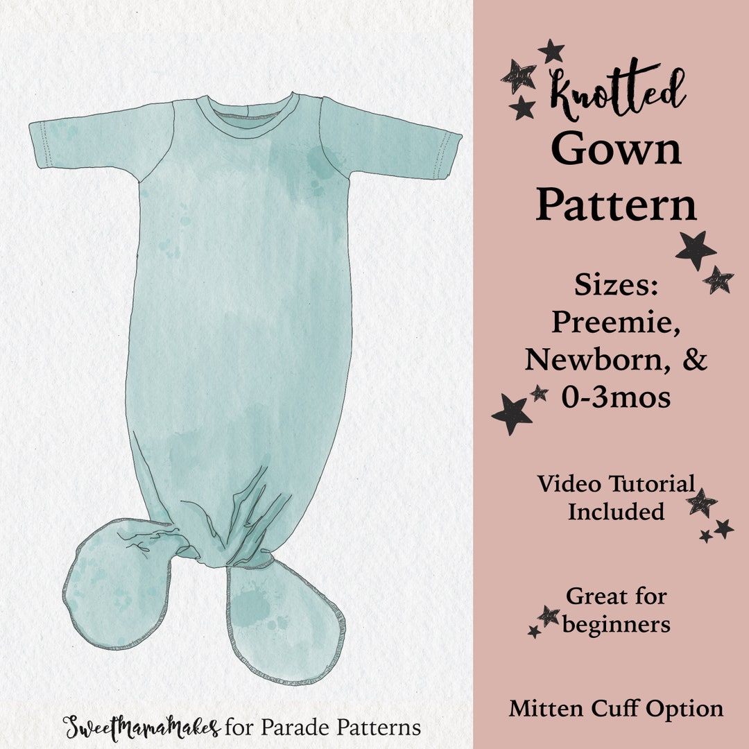BABY GOWN Sewing Pattern Pdf 3 Sizes Knotted Gown Mermaid Etsy