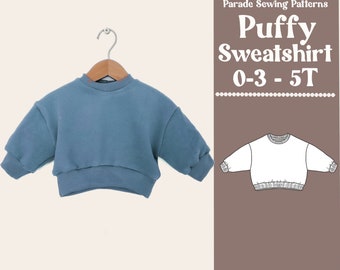 Child or Teen Puffy SWEATSHIRT SEWING Pattern pdf | easy sewing pattern, sweatshirt sewing pattern pdf/A0, video tutorial included | balloon