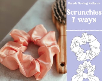 Scrunchie Sewing Pattern PDF | easy scrunchie pattern, jumbo scrunchie, toddler scrunchie, scarf scrunchie, bow knot scrunchie