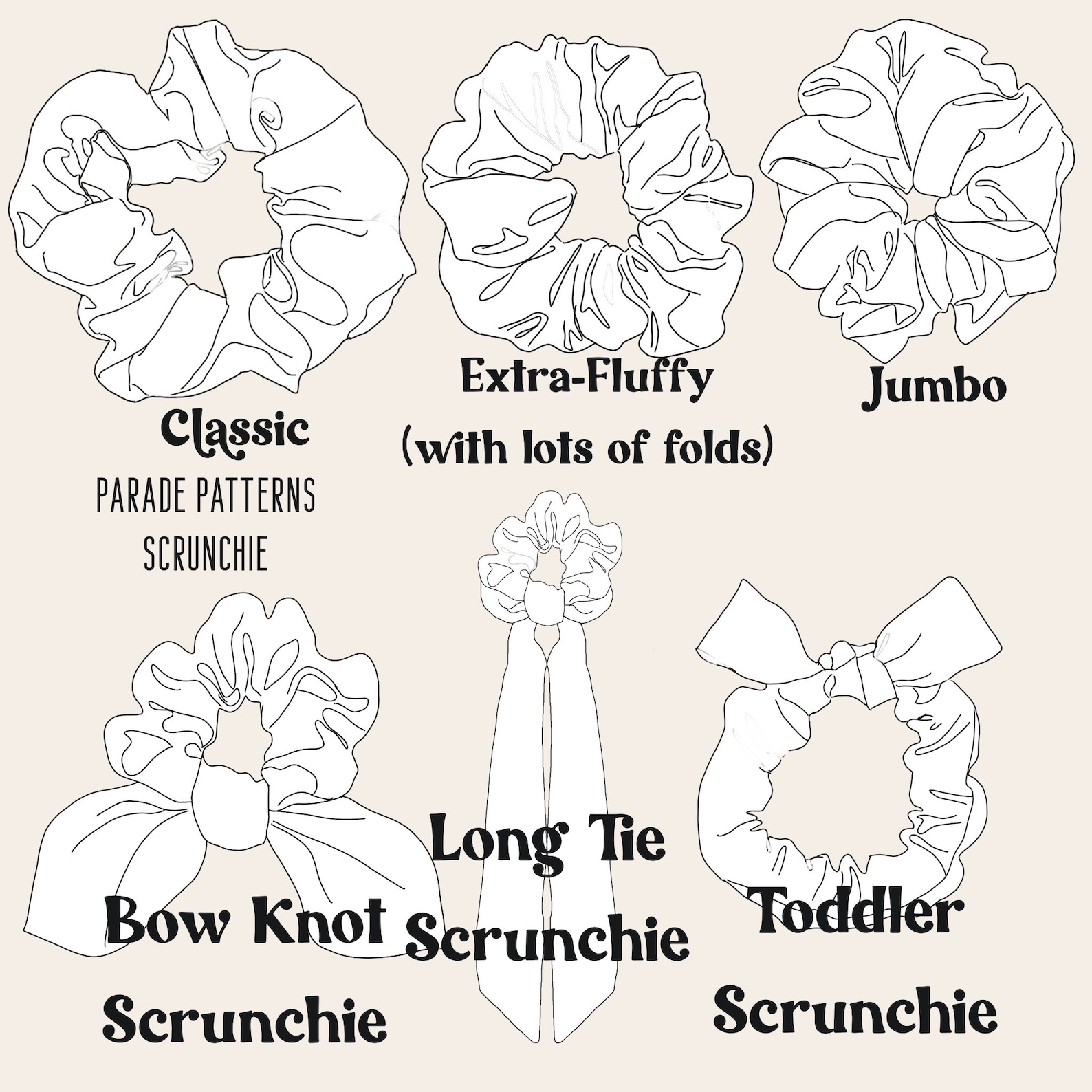 1990's Scrunchie Sewing Pattern | PDF Sewing Pattern | Knot Bow Pattern ...