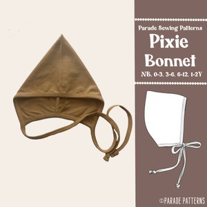 BABYBONNET NAAIEN Patroon met videotutorial | Naaipatroon babymutsje pdf, A0, gebreid patroon babymutsje, mutsje met punt