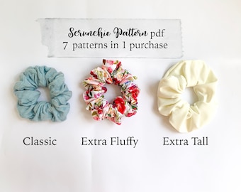 Scrunchie Sewing Pattern PDF | easy scrunchie tutorial | video instructions included, A0 PDF, jumbo scrunchie pattern