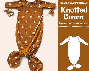 BABY GOWN Sewing Pattern pdf | 3 sizes | Knotted gown, Mermaid tail, Tied Baby Gown